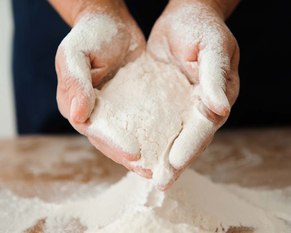 Chef preparing dough - cooking process